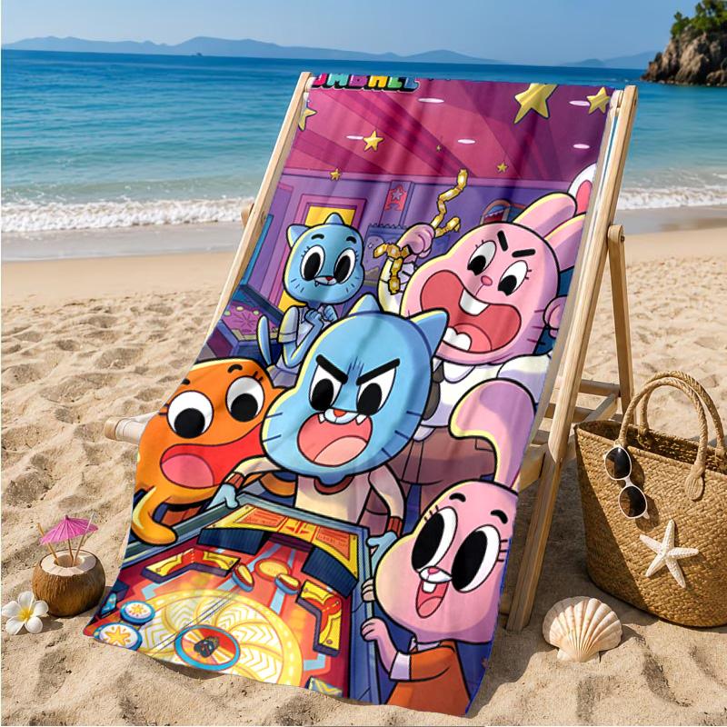Gum-ball's Amazing World Beach Towel Microfiber Beach Towel, Lightweight and Quick-Dry, for Summer Travel, Swimming Pool Fan Birthday Gift