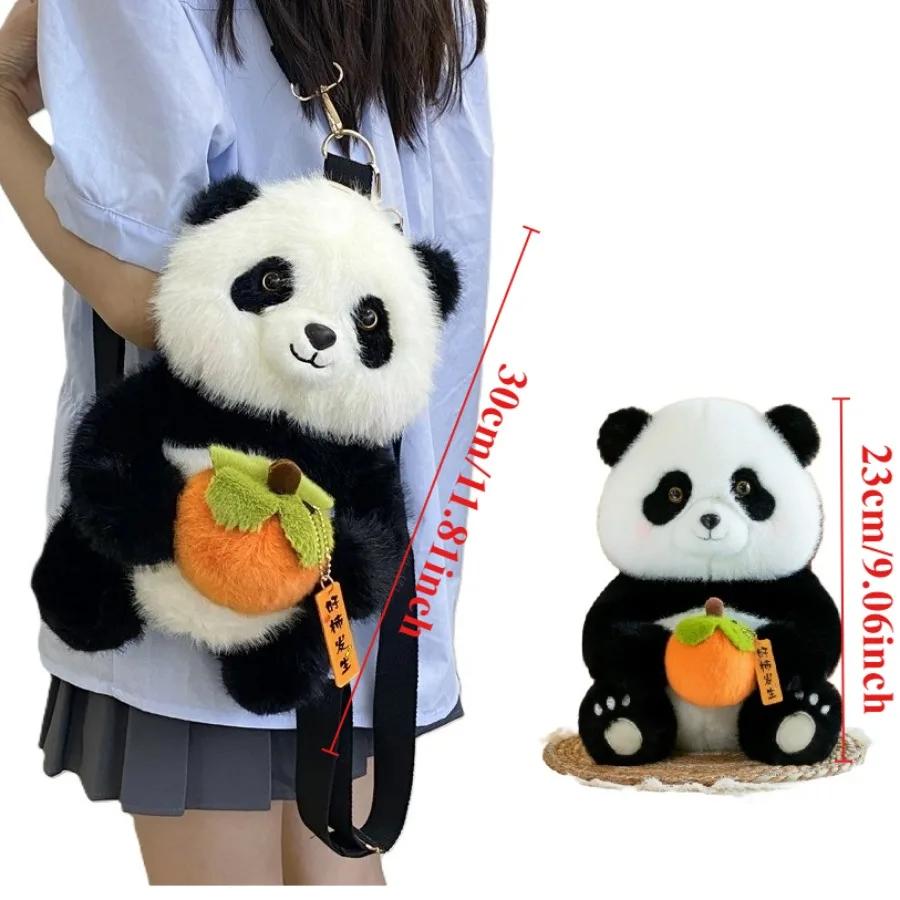 Kawaii Panda Plüsch Rucksack Niedliche Tier Plüschtier Puppe Damen Umhängetasche Pelz Weiche Schultertasche für Reise Party Weibliches Geburtstagsgeschenk
