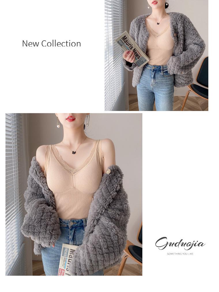 Women's Fleece-Lined Lace Camisole, Slim Fit Vest with Chest Pads.