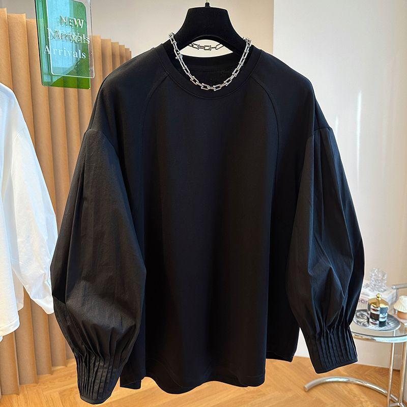 

Women s Plus Size European Spliced Hoodie Sweatshirt - Spring 2025 Thin Inner Layer Top L (100-120 lbs) чорний