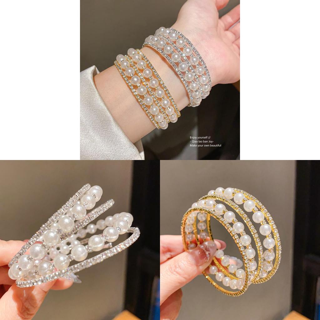 European Fashion Pearl Bracelets With Rhinestone Embellishments For Elegant Women