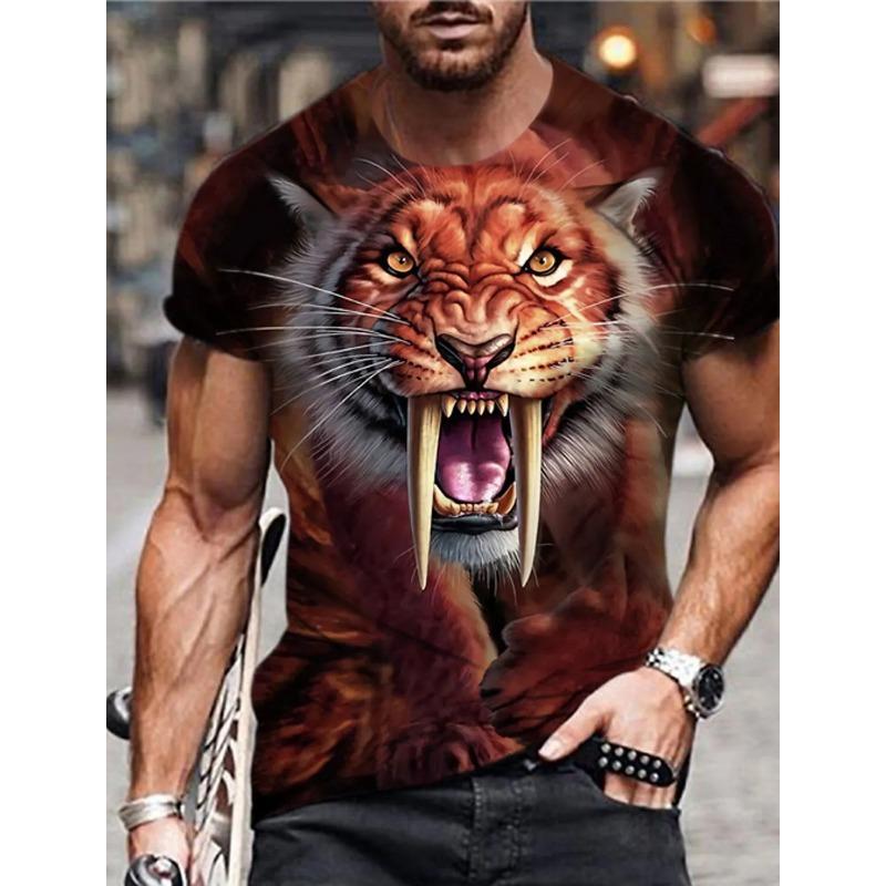 Bear Wolf 3D T-Shirt For Man Animal Pattern Men's Print Streetwear Short Sleeve T Shirts Oversized Harajuku Tees Tops Clot