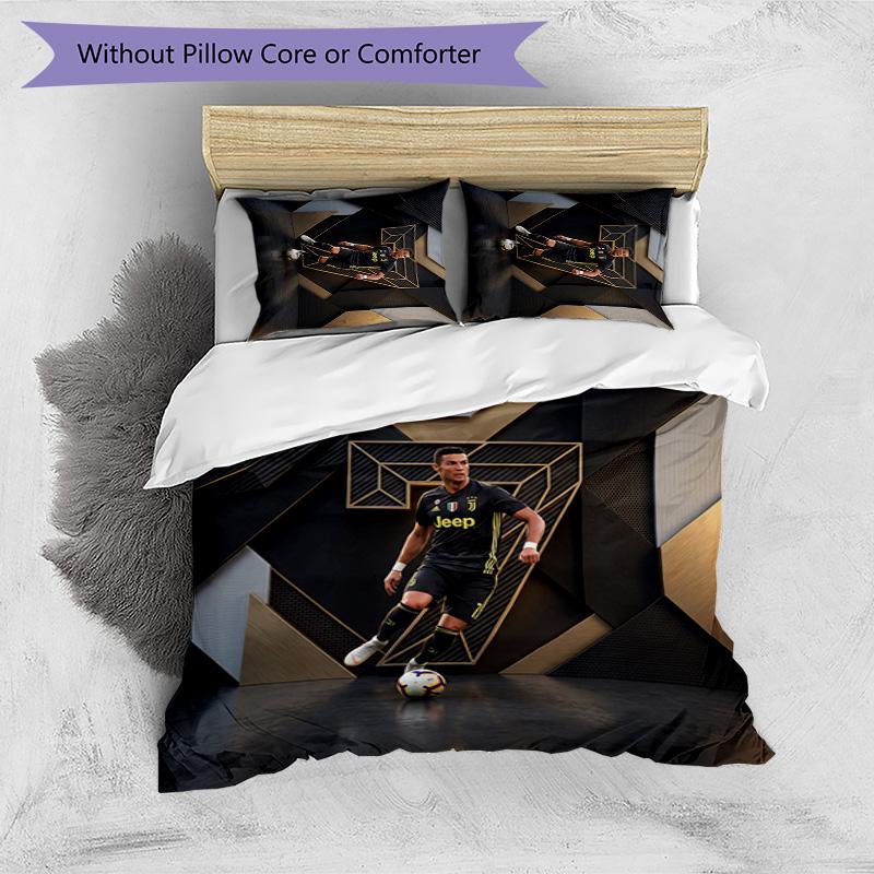 Cristiano Ronaldo Printed Bedding 3 Piece Set Cozy Breathable Bed Cover Set as Housewarming Holiday Gift