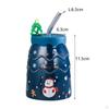 400ml Weihnachtstasse mit Saugrohr, Dekorative Kaffee-Milch-Tee-Tassen, Tasse in Baumform,