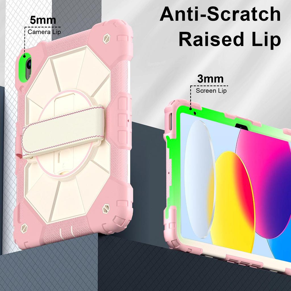 iPad 10th Tablet Protective Case with Rotating Bracket and Shoulder Strap