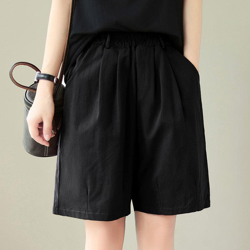 

Женские летние повседневные шорты большого размера свободного кроя с широкими штанинами, 2023 XL чёрный