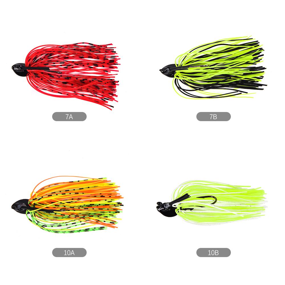 Fishing Buzz Bait with Silicone Skirt, Strong Jig Hook, 7G and 10G Spinnerbait Bait for Anglers