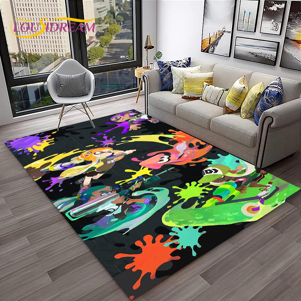 Cartoon PC Gamer 3D Games Splatoon Carpet Rug for Home Living Room Bedroom Sofa Doormat Decor,kids Area Rug Non-slip Floor Mat