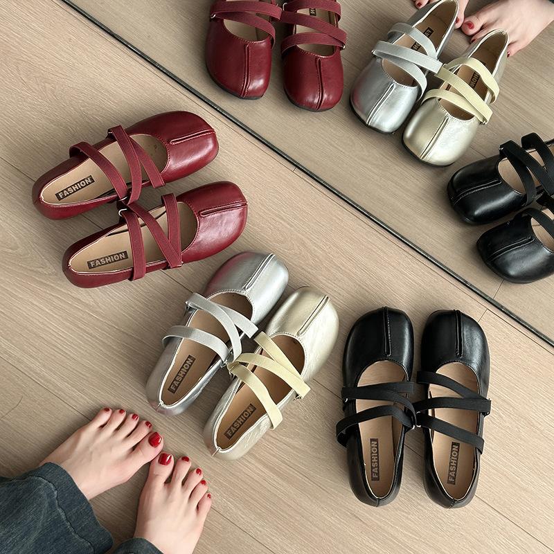 French Evening Wind Round Head Mary Jane Shoes Versatile Not Tired Feet Flat Bottom One Word Ballet Single Shoes Women
