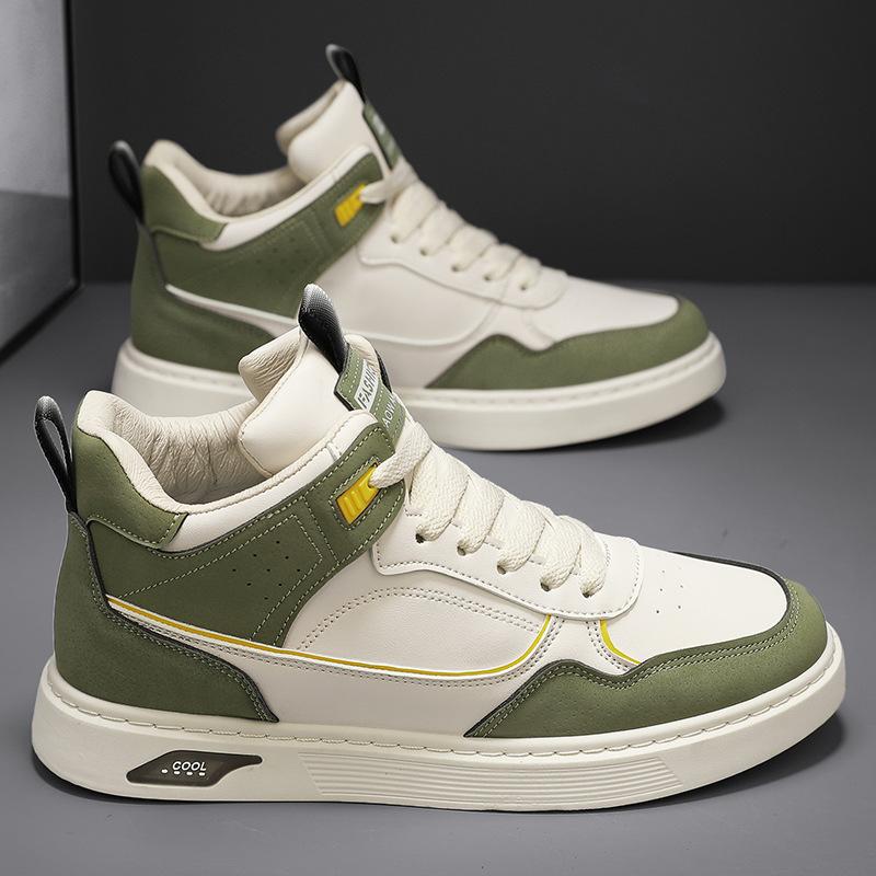 

Men s four-season medium and high-top board shoes thick-soled height-increasing color matching versatile white shoes outdoor casual men s shoes 39