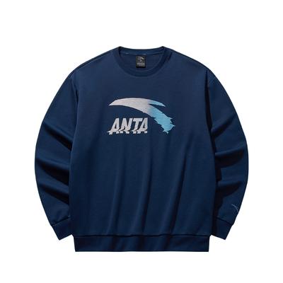 Anta Grand Logo Mode Décontractée Sport Polyvalent Campus Trajet Lâche Confortable Polaire Épais Chaud Pull à Col Rond Sweatshirt 952548702-7