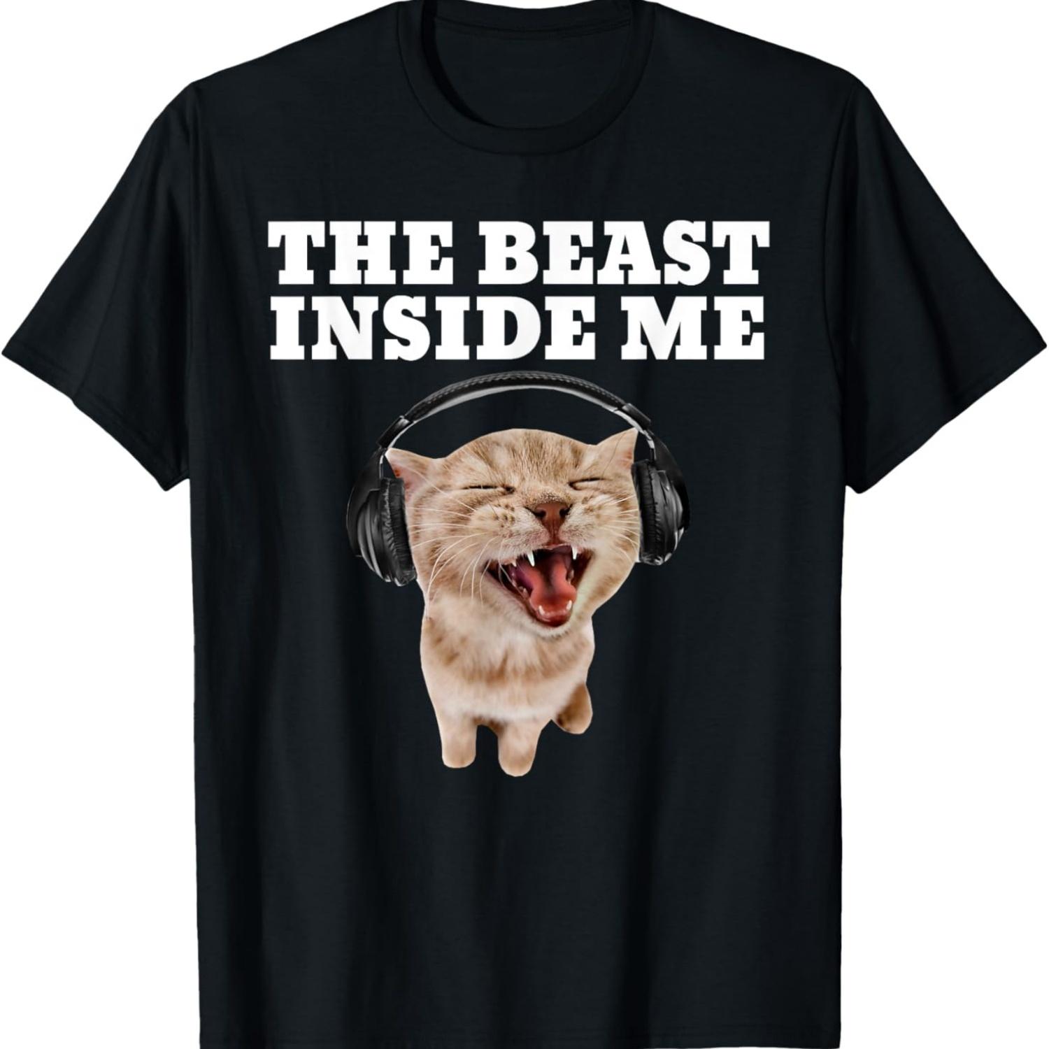 

Beast Inside Me Cat Meme Men Women Kids T-Shirt S чёрный