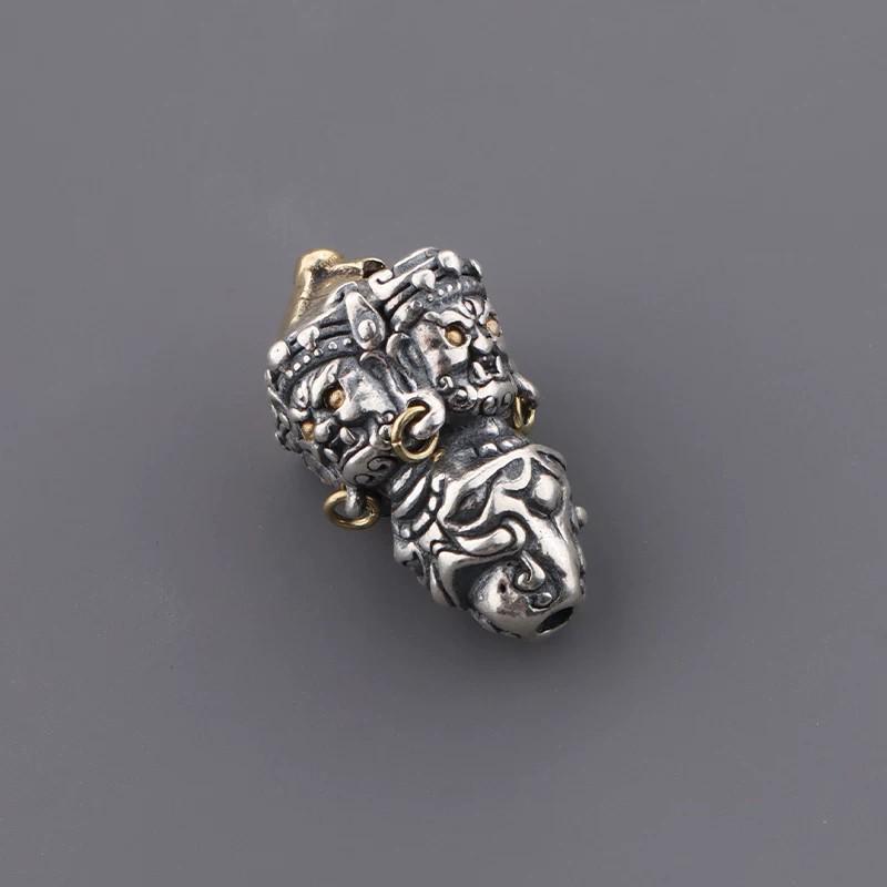 Guochao Black Dakini Vajra Pestle Buddha Head 108 Bead Bracelet