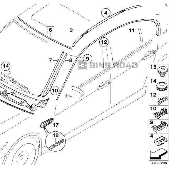 Front Upper Windshield Moulding Seal 51317166841 51317027077 Compatible with BMW E60 E61 525i 530i 545i 550i M5 2001-2010
