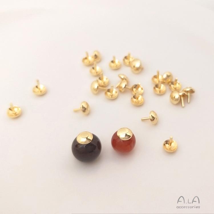 14K Gold-Plated Bead Stopper Earring Stud with Crystal Pearl for Handmade DIY Jewelry