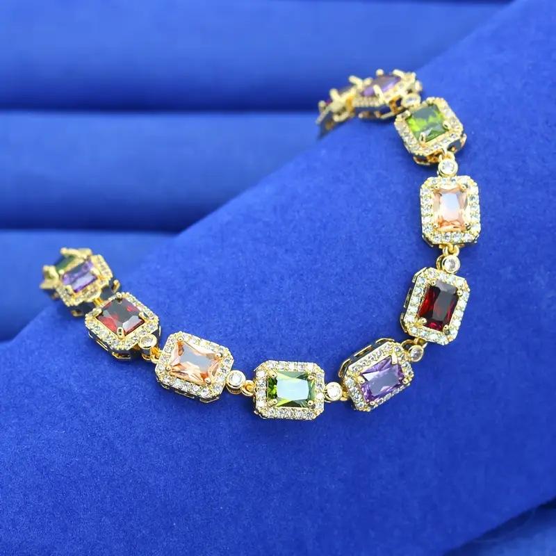 Classic Square Design Color Heavy Industry Zircon Bracelet European and American Fashion Exquisite Bracelet Niche Design 2026