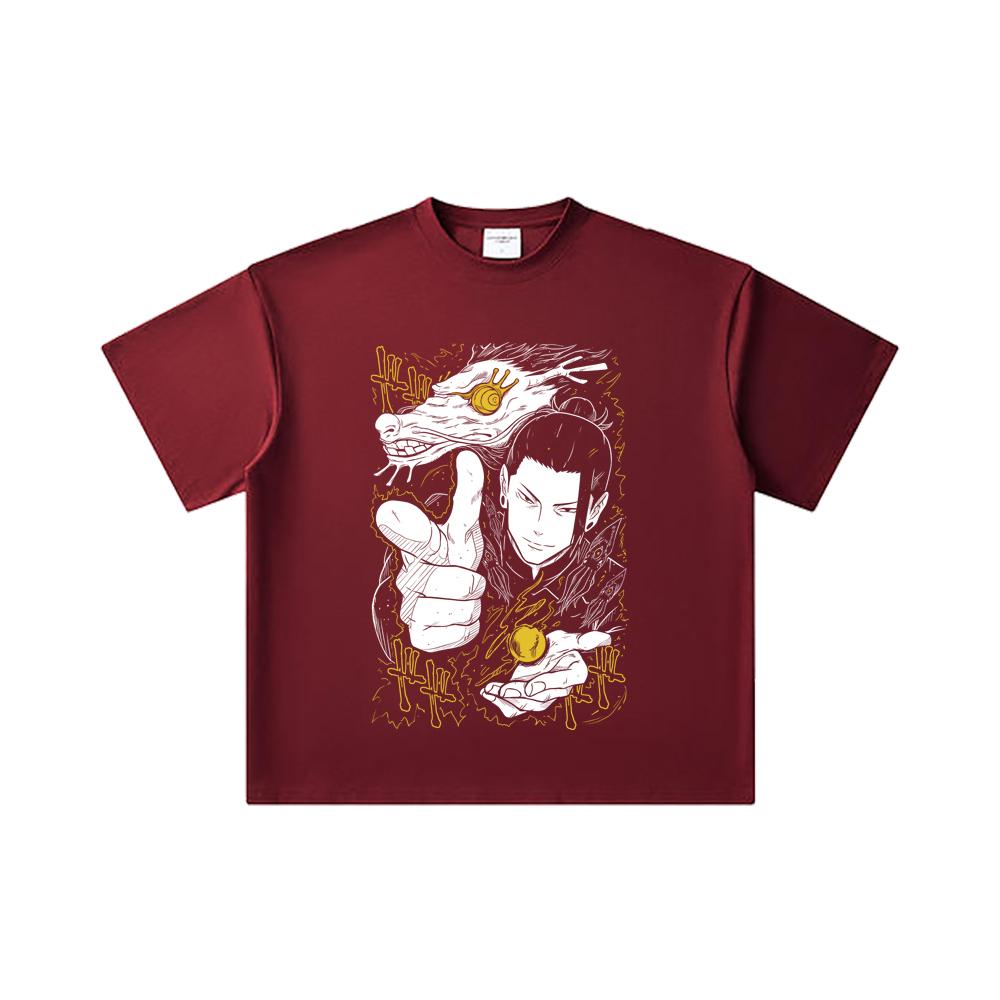 260 GSM Doppelgarn 32er Zählart 100% Baumwolle Jujutsu Kaisen V11 Geto Druck Unisex Schweres Baumwoll-T-Shirt