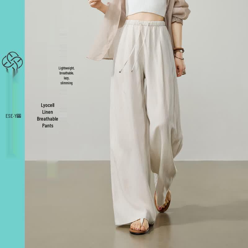 ESE-Y Women s Lyocell Linen Blend Wide-Leg Pants 29