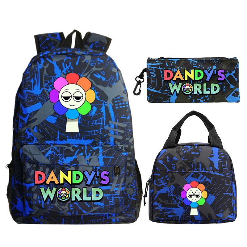 New Dandy's World Game Merchandise Cartoon Printing Student Schoolbag Foreign Trade Pencil Bag Meal Bag Set