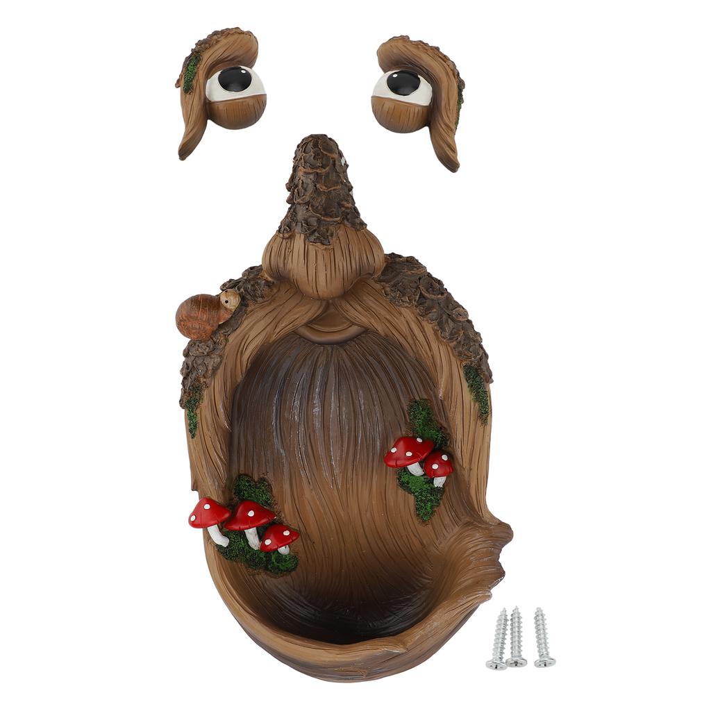 Tree Face Decor Bird Feeder Outdoor Fun Old Man Tree Hugger Sculpture Yard Art Garden Lawn Ornament