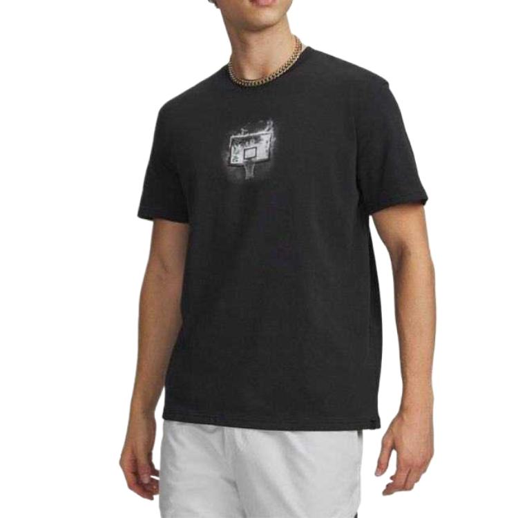 Under Armour SS26 Printed Crew Neck Short Sleeve T-Shirt Men tops Black 6009784-001 S