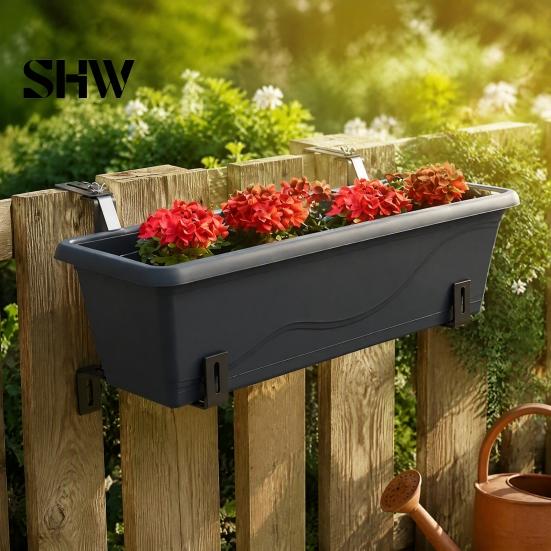 Durable Flower Box Railing Brackets 4Pcs Adjustable Planter Brackets, Stainless Steel Hangers, Balcony No Drill Plant Supports for Fence Railings