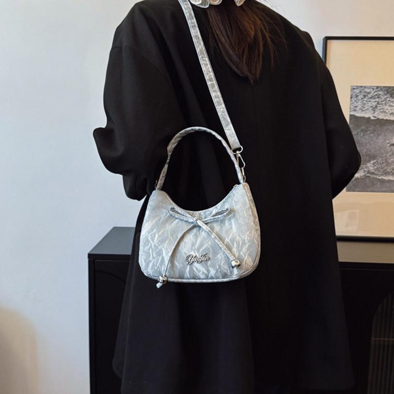 Solid Color 2026 New Large Capacity Bow Bags, Fashionable And Versatile Underarm Shoulder Bag, Casual Commuting Women'S Handbag