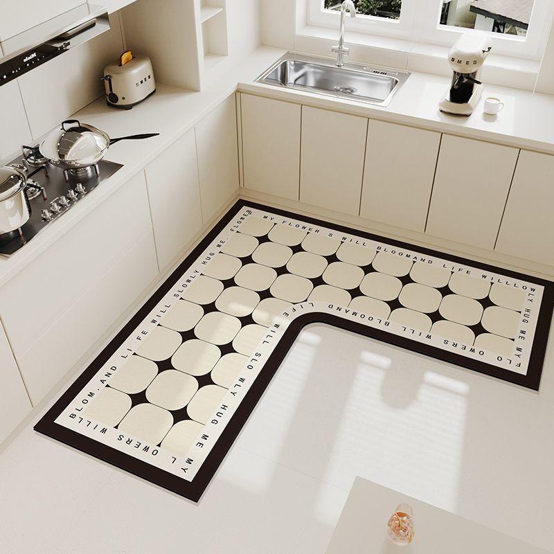 

Kitchen special diatom mud floor mat L-shaped water and oil absorbent foot mat home easy to care for dirt-resistant and cuttable carpet 120x120x45cm1pcs коричневий