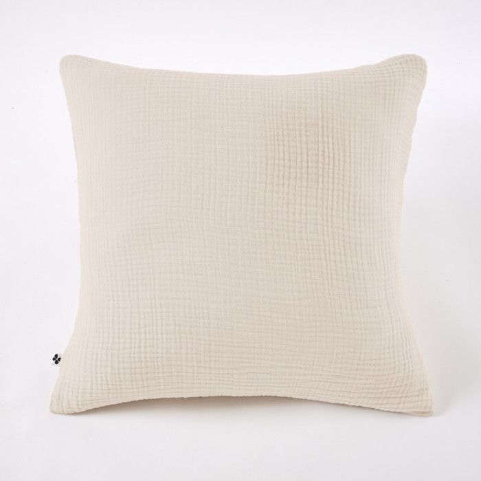 Taie d'oreiller "Ina" toutes dimensions "Quadruple Gaze de Coton" l'Effet Papillon - 60x60 - Beige foncé