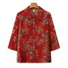 Elderly Women's Floral 3/4 Sleeve Lapel Blouse