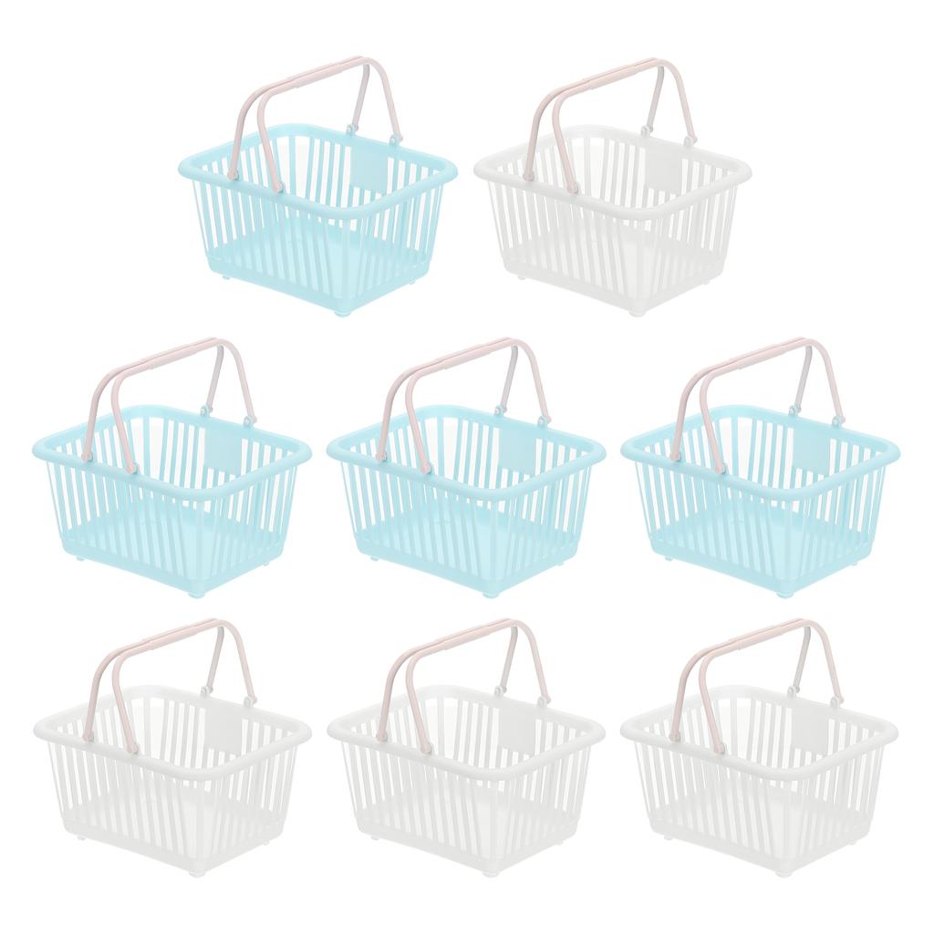 8 Stück Kleiner Plastikkorb Mini Aufbewahrungskorb Lebensmittel Winzige Einkaufskörbe mit Griff Organizer Gefiltertes Wasser für Spielzeug Snacks