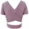 KAIQIAN Women's Short Sleeve Yoga Fitness Top with Chest Pad