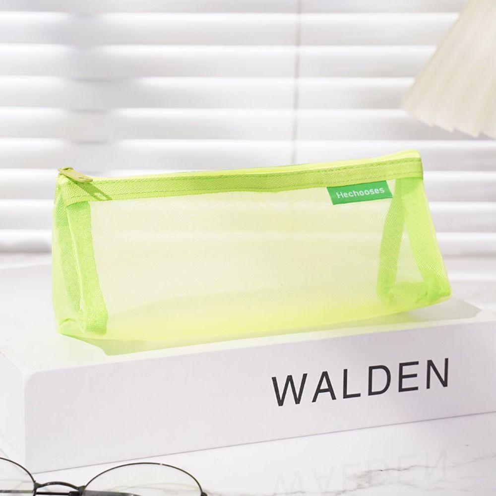 Triangle Mesh Pencil Case Retro Color Zipper Stationery Bag Fashion Transparent Bills Bag  Outdoor