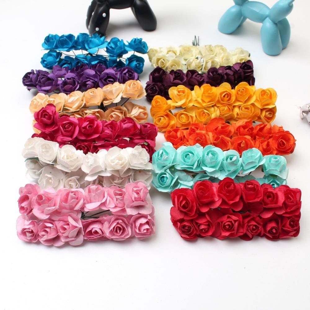 144Pcs Artificial Rose Bouquets Paper Fake Flowers Home Room Decor Wedding Decoration Christmas Navidad 2025 New Year DIY Wreath