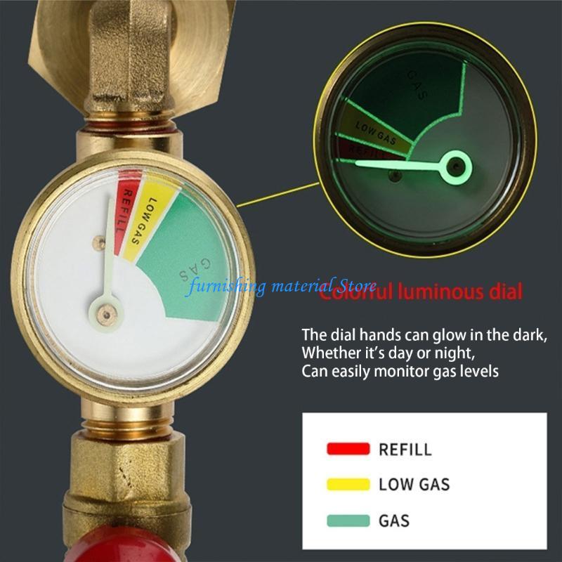 Y5GD Propane Cylinders Refill Adapter with Gauge Brass 1LB Bottle Connector 90 Degree Elbow Refill Tool for Fast Filling