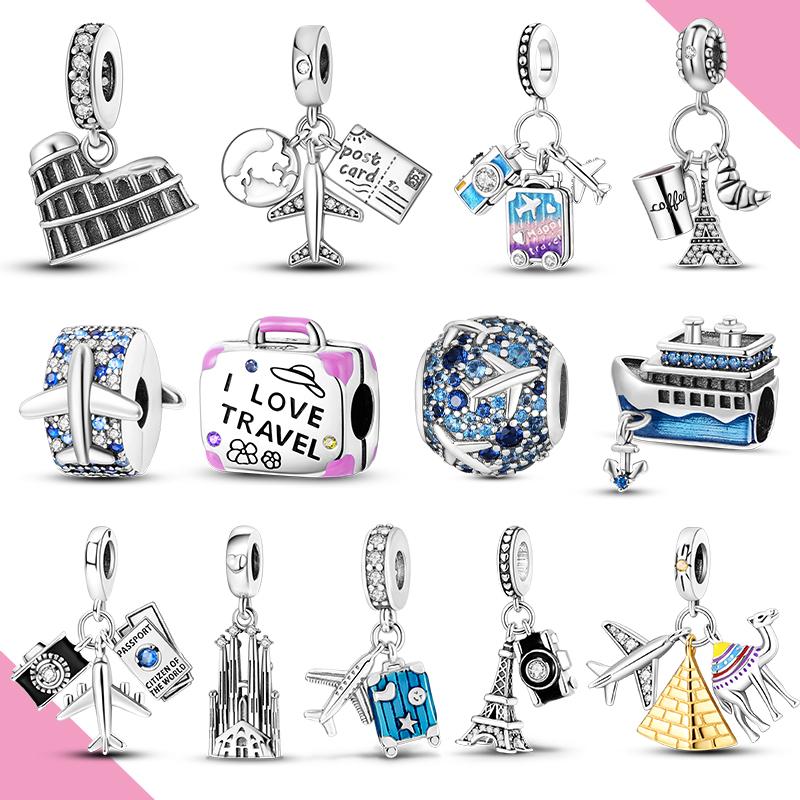 Travel Charm Copper For Bracelet Making Plane Bead Pendant Woman Jewelry