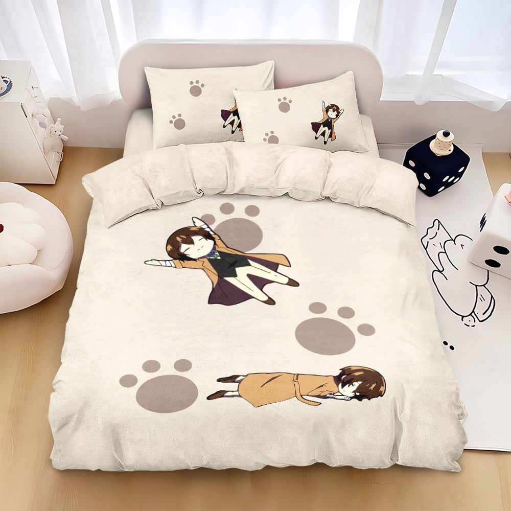 

Новое Bungo Stray Dogs dazai osamu креативное высококачественное молочное бархатное четырехпредметное печатное пододеяльник простыни бархатное общежитие постельное белье 1.5bed 1.8X2.2m 4pcs