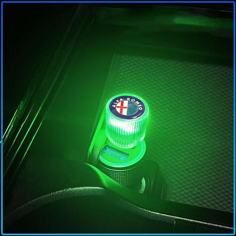 1Pcs USB Car LED Light Auto Interior Atmosphere Light Car Emblem Styling For Alfa Romeo 147 159 Giulietta Giulia Mito Spider Alpha Nheadrest