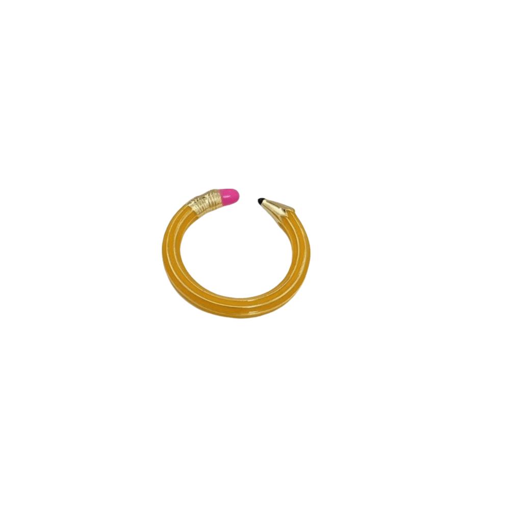 Zinc Zinc Alloy Pencil Shaped Open Ring Minimalist Style Finger Ring Stylish Colorful Enamel Ring  Holidays жёлтый