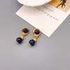 Vintage Retro Lapis Lazuli 925 Silver & 18k Gold-Plated Earrings