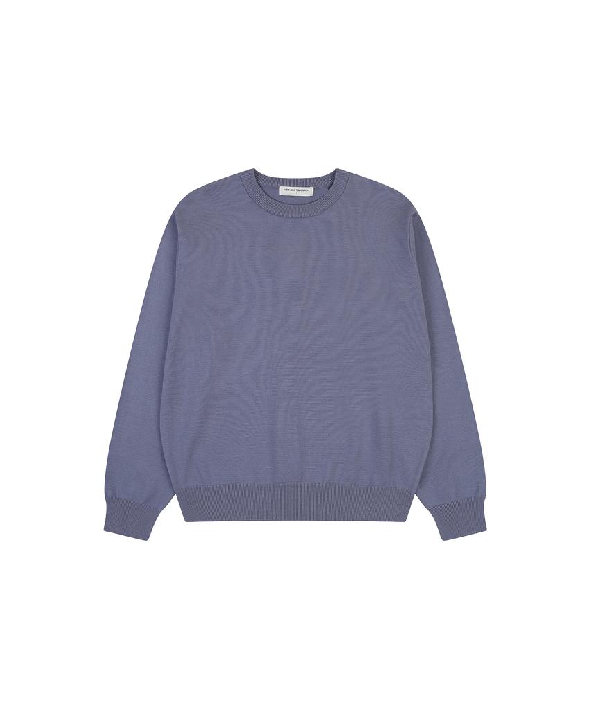 NOWANDTOMORROW Crew Neck Pullover Sweater [Blue]