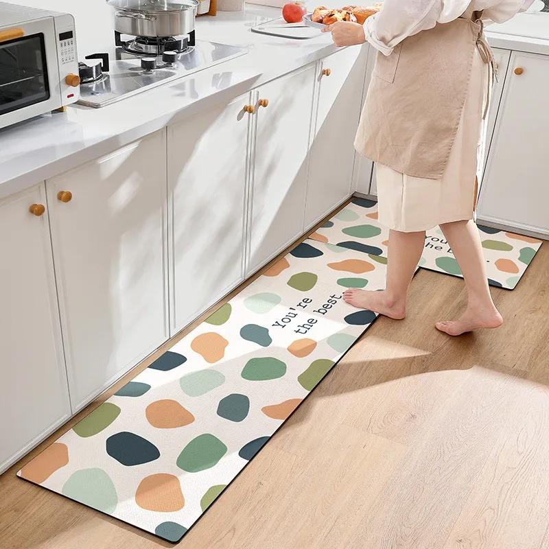 Kitchen Long Carpet Leather Non-slip Waterproof Easy To Care Floor Mat Nordic Style Modern Home Decoration Floor Protection Rugs