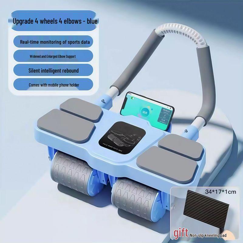 2025 Automatic Rebound 4-Wheel Ab Roller with Elbow Support