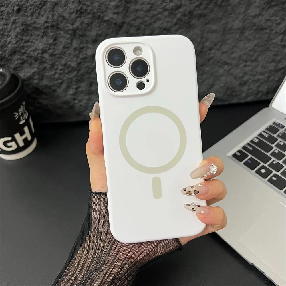 Luxury Magsafe Liquid Silicone Magnetic Phone Case For iPhone 16 Pro Max 15 Plus 14 13 12 Lens Protective Candy Color Back Cover