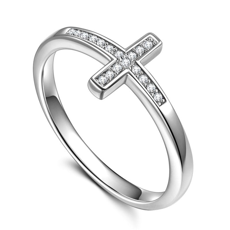 Huitan Elegantní Jednoduché Křížové Prsteny na Prst pro Ženy s Vloženým Třpytivým Zirkonovým Kamenem pro Denní Nošení Nositelné Elegantní Stylové Prsteny Výročí Dívka Dárek