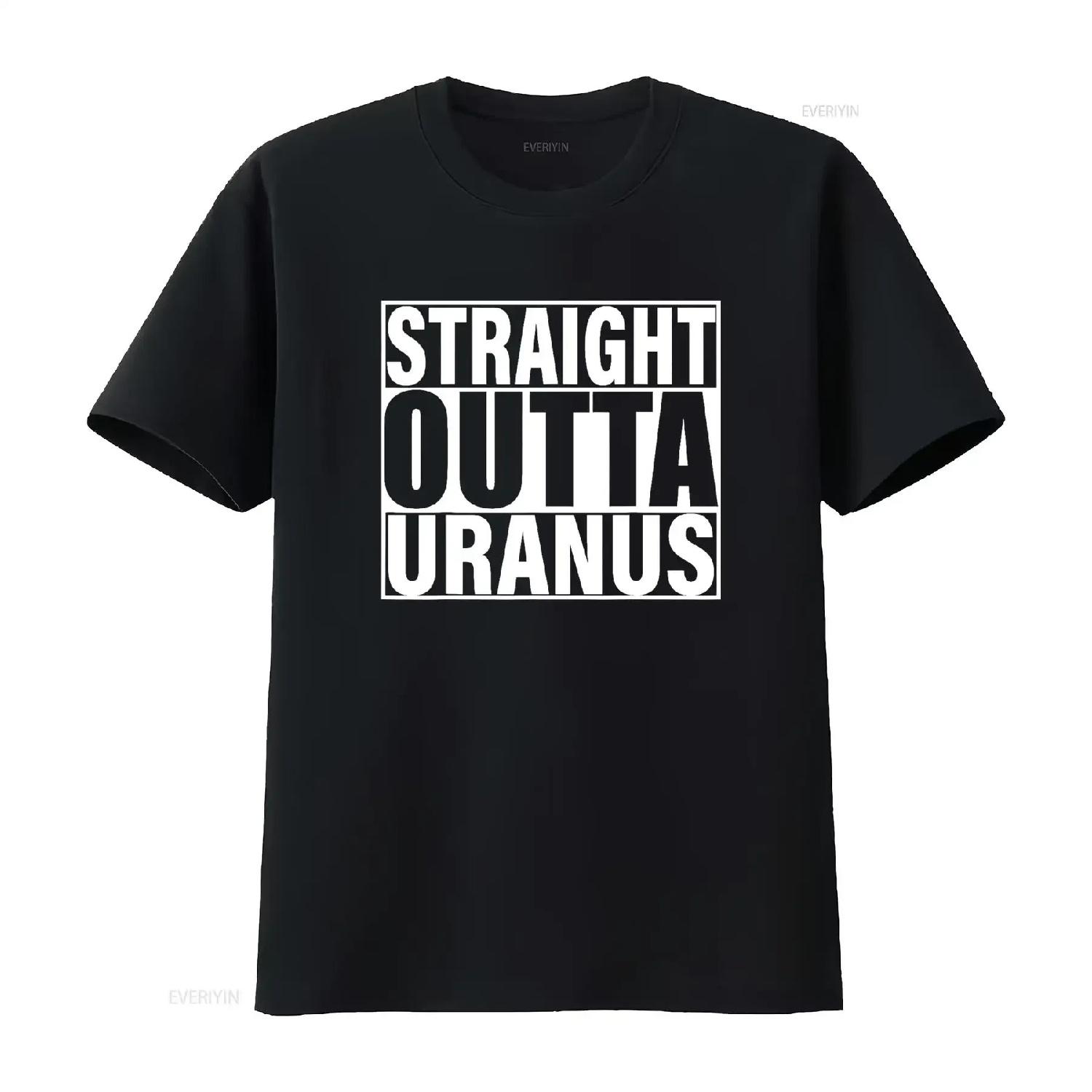 

Straight Outta Uranus T Shirt vintage Washed designer clothes Unisex homme fashion Soft Versatile graphic Top For Everyday Wear S чёрный