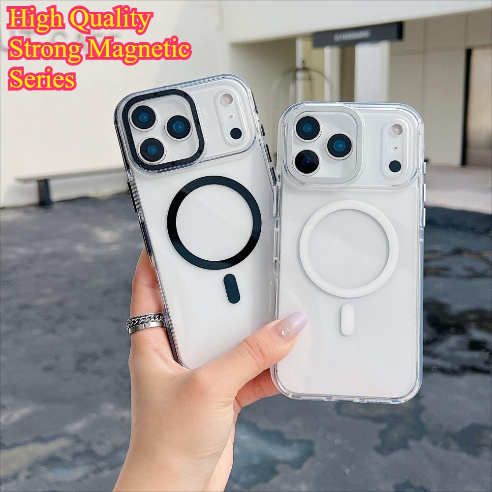 Luxury Transparent Magnetic for Magsafe Case For iPhone 17 Pro Max Air 16 15 14 Plus13 12 11 Colorful Border Shockproof Cover