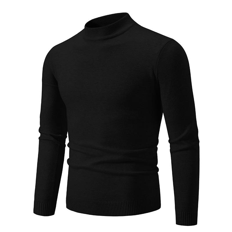 2024 Men's Large Slim Knit Half Turtleneck Sweaters for Autumn & Winter