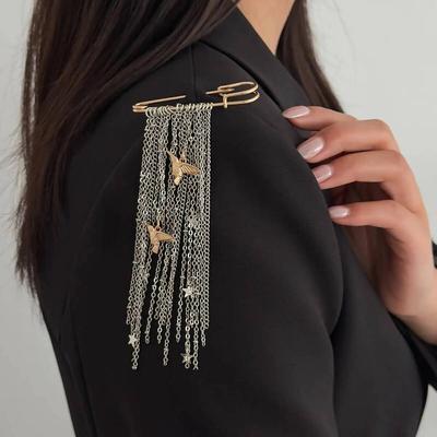 Ingemark Retro Trend Sternförmige Quastenketten Reversnadeln Accessoire Elegantes Anzughemd Kragen Metall Broschen 2026 Neuer Schmuck Geschenk