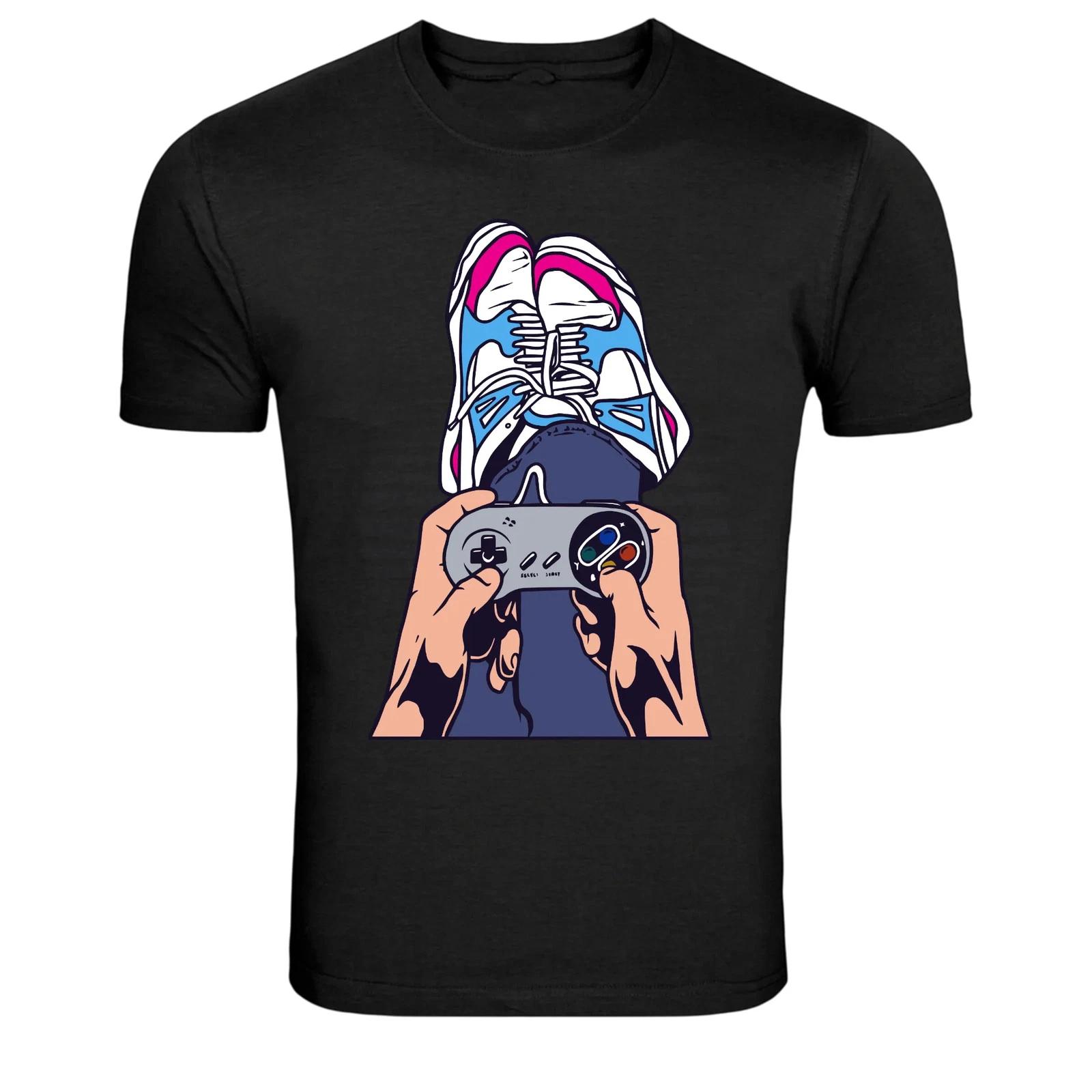 Retro Gamer Controller Sneakers Graphic T Shirt Gaming Tee XXL